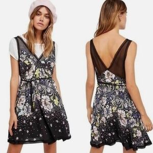 FREE PEOPLE INTIMATELY LONGWOOD PRINTED SLIP FLORAL DRESS SZ L